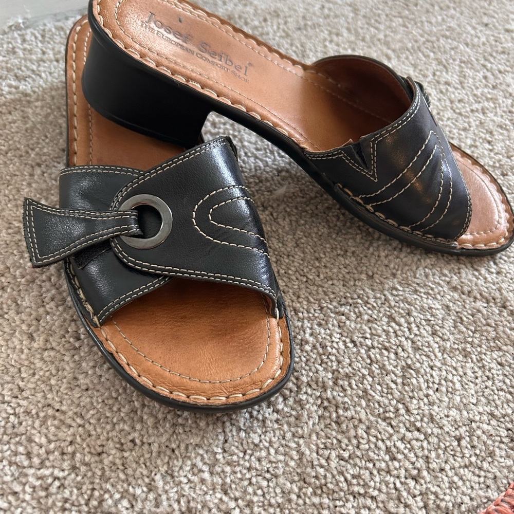 Josef Seibel Black and Tan Women's Mules